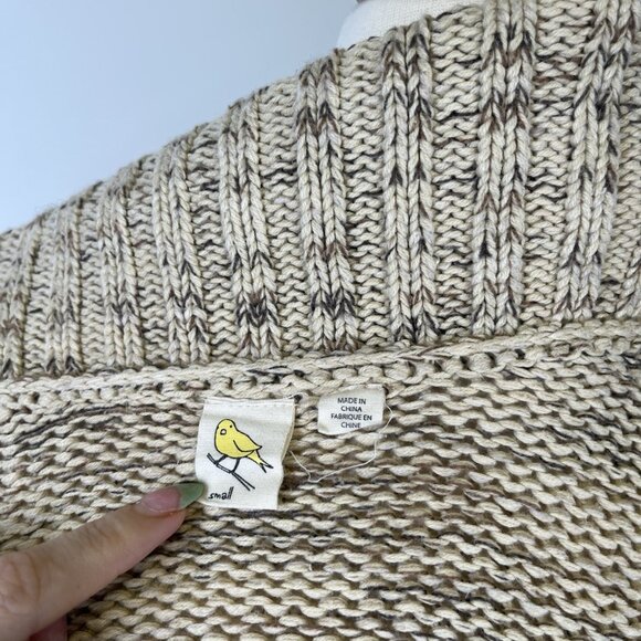 Anthropologie Bird Chunky Knit Cardigan Sweater Small Beige Boho Lagenlook - Picture 8 of 10